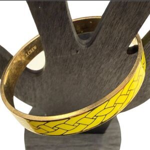 J.Crew Yellow And Gold Basketweave Enamel Slip On Stacking Bangle Bracelet